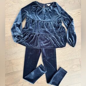 Like new J. Crew Dark Blue Velvet Two-Piece Set - Girls size 10
